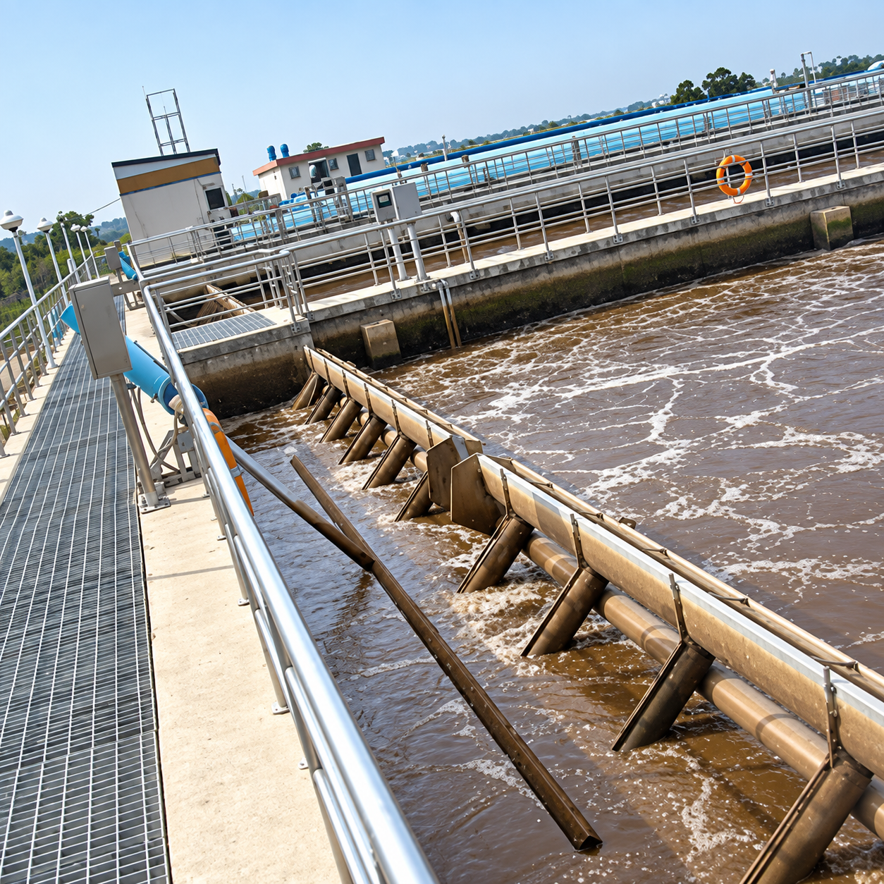 Aeration equipment installed in a treatment tank